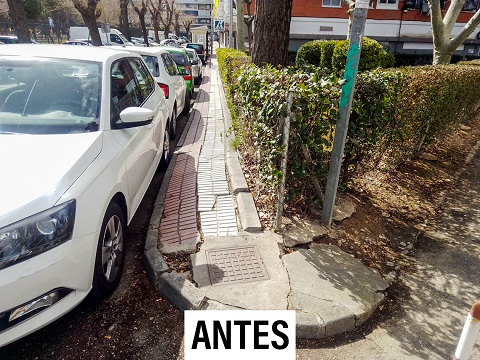 Terminan las obras de mejora en el acerado de 5 calles de Torrejón de Ardoz obras calle brujula antes